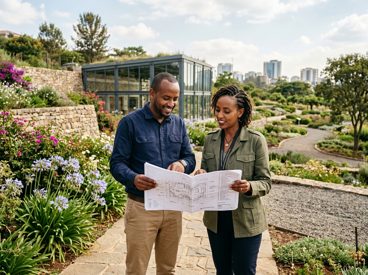 Landscape architecture and garden design implementation team in Addis Ababa
